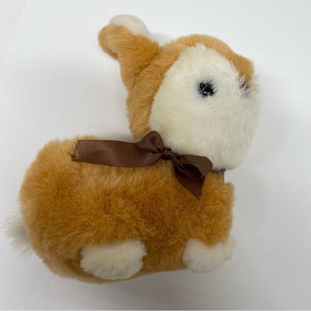 Vintage Kuny Corp Small Bunny Rabbit Plush Animal 7"Tall & Wide Tan White Easter